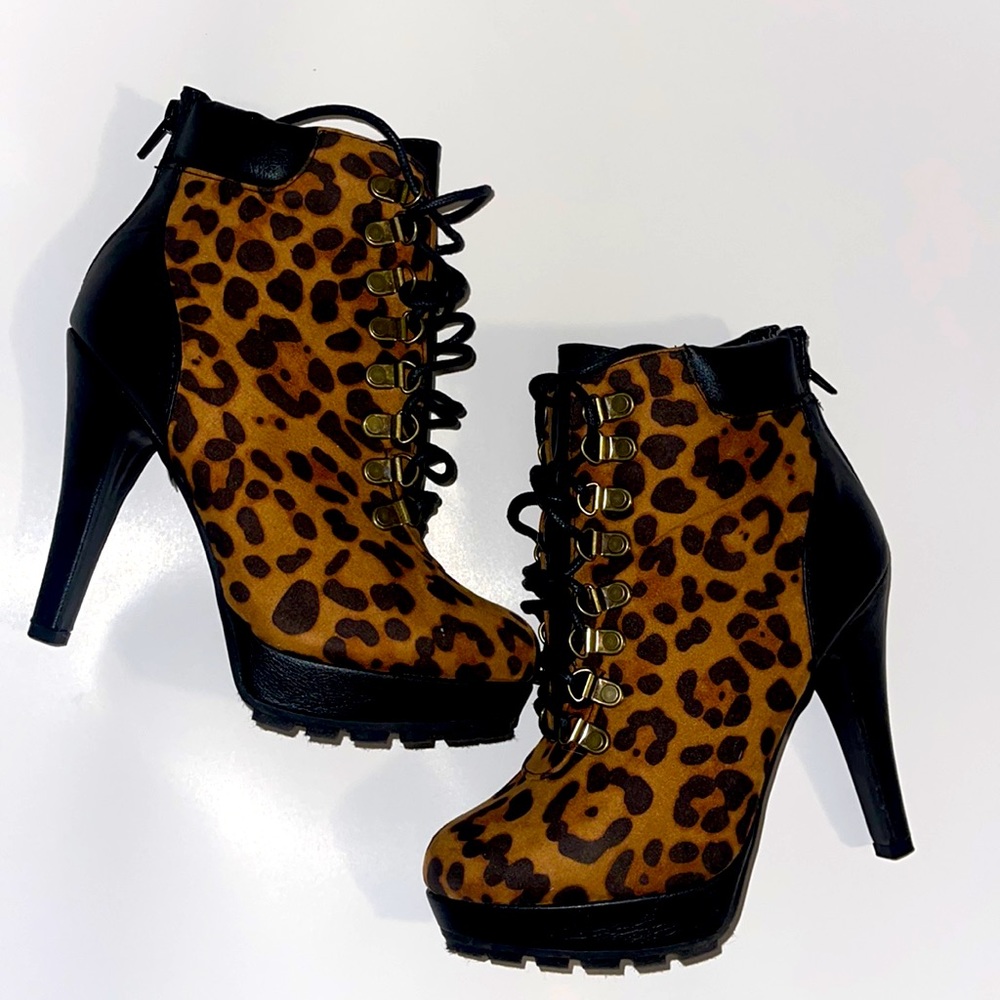 Leopard Print and Black Boots.